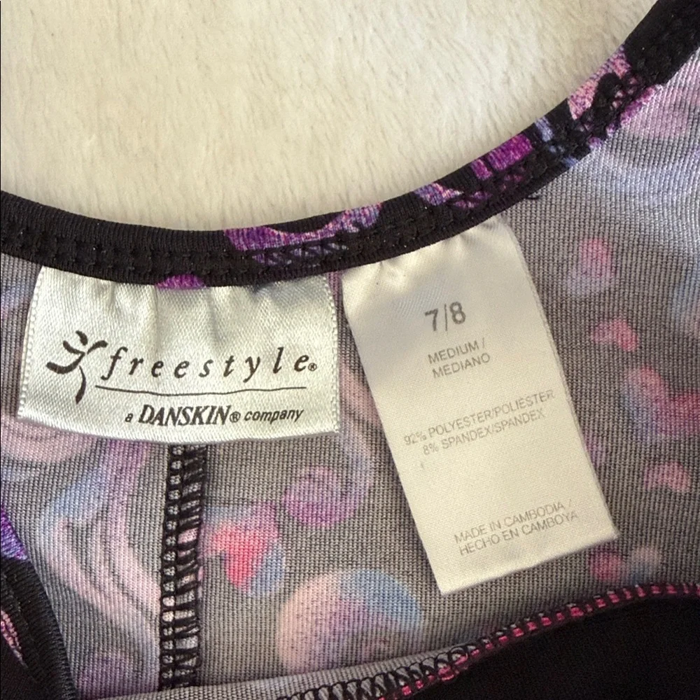{Danskin} Freestyle | Heart Shimmer Gymnastics Dance Biketard Leotard (M 7/8)